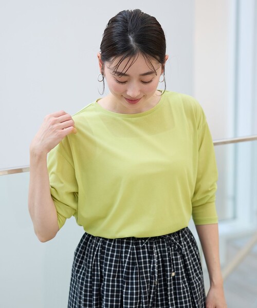 ANY(エニィ)の「シア―ラウンドネックTシャツ(Tシャツ/カットソー・レディース・ホワイト系/グリーン系/ライトグレー系/ブラック系・F)」の10枚目の写真