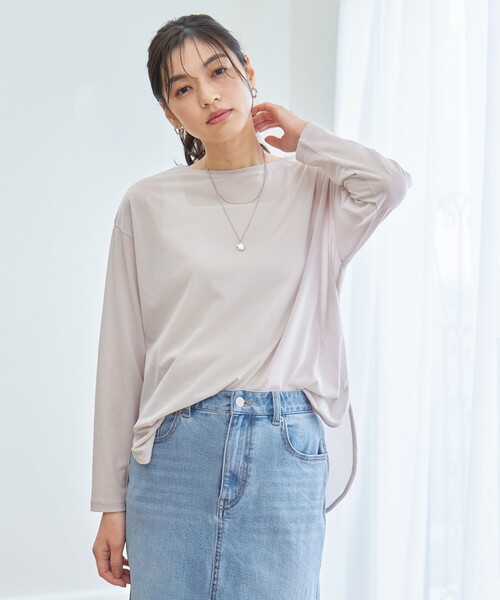 ANY(エニィ)の「シア―ラウンドネックTシャツ(Tシャツ/カットソー・レディース・ホワイト系/グリーン系/ライトグレー系/ブラック系・F)」の15枚目の写真