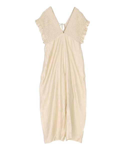 titivate(ティティベイト)の「シャーリングフリルオールインワン(つなぎ/オールインワン・レディース・オリーブ/ブラック/ライトベージュ/ブルー/ダークオレンジ/ネイビー・SP/S/M/L)」の9枚目の写真