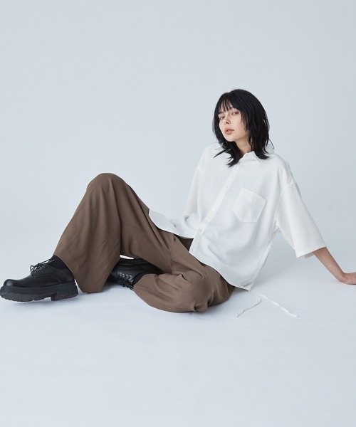 VELNUS（ベルナス）の「【VELNUS】Side cord design loose short sleeve regular collar shirt/サイドコードデザイン ルーズ半袖レギュラーカラーシャツ（シャツ/ブラウス・メンズ・ブラック/ブルー/ホワイト/バーガンディー・L/M/S）」の12枚目の写真