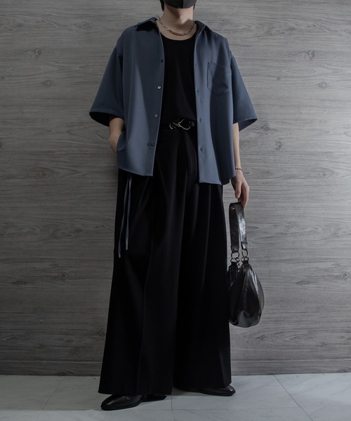 VELNUS（ベルナス）の「【VELNUS】Side cord design loose short sleeve regular collar shirt/サイドコードデザイン ルーズ半袖レギュラーカラーシャツ（シャツ/ブラウス・メンズ・ブラック/ブルー/ホワイト/バーガンディー・L/M/S）」の18枚目の写真