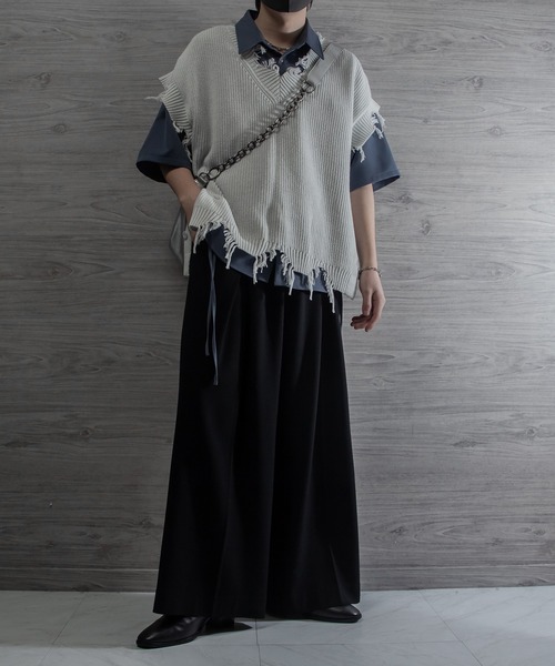 VELNUS（ベルナス）の「【VELNUS】Side cord design loose short sleeve regular collar shirt/サイドコードデザイン ルーズ半袖レギュラーカラーシャツ（シャツ/ブラウス・メンズ・ブラック/ブルー/ホワイト/バーガンディー・L/M/S）」の19枚目の写真