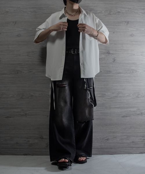 VELNUS（ベルナス）の「【VELNUS】Side cord design loose short sleeve regular collar shirt/サイドコードデザイン ルーズ半袖レギュラーカラーシャツ（シャツ/ブラウス・メンズ・ブラック/ブルー/ホワイト/バーガンディー・L/M/S）」の22枚目の写真