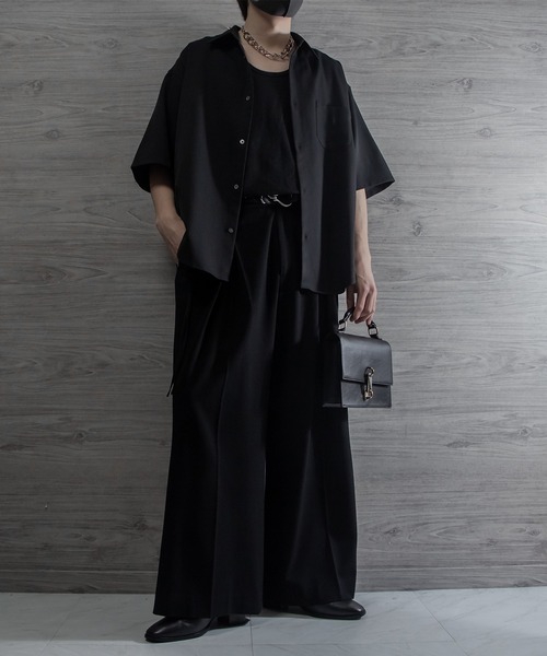VELNUS(ベルナス)の「【VELNUS】Side cord design loose short sleeve regular collar shirt/サイドコードデザイン ルーズ半袖レギュラーカラーシャツ(シャツ/ブラウス・メンズ・ブラック/ブルー/ホワイト/バーガンディー・L/M/S)」の7枚目の写真