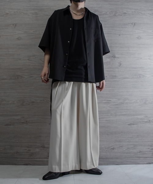 VELNUS(ベルナス)の「【VELNUS】Side cord design loose short sleeve regular collar shirt/サイドコードデザイン ルーズ半袖レギュラーカラーシャツ(シャツ/ブラウス・メンズ・ブラック/ブルー/ホワイト/バーガンディー・L/M/S)」の9枚目の写真