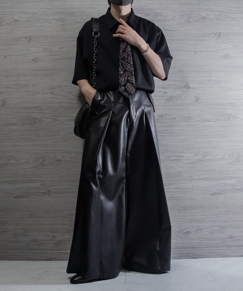 VELNUS(ベルナス)の「【VELNUS】Side cord design loose short sleeve regular collar shirt/サイドコードデザイン ルーズ半袖レギュラーカラーシャツ(シャツ/ブラウス・メンズ・ブラック/ブルー/ホワイト/バーガンディー・L/M/S)」の10枚目の写真