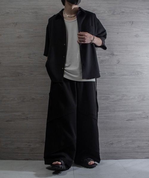 VELNUS(ベルナス)の「【VELNUS】Side cord design loose short sleeve regular collar shirt/サイドコードデザイン ルーズ半袖レギュラーカラーシャツ(シャツ/ブラウス・メンズ・ブラック/ブルー/ホワイト/バーガンディー・L/M/S)」の13枚目の写真