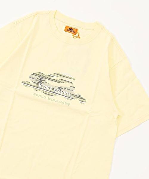 KRIFF MAYER（クリフメイヤー）の「フランイングラビット柄ロゴチュニック（Tシャツ/カットソー・レディース・チャコール/ブルー/カラフル/コーラル/グレー/オフホワイト/イエロー・MEDIUM/LARGE）」の5枚目の写真