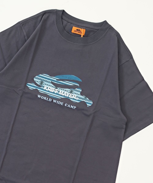 KRIFF MAYER（クリフメイヤー）の「フランイングラビット柄ロゴチュニック（Tシャツ/カットソー・レディース・チャコール/ブルー/カラフル/コーラル/グレー/オフホワイト/イエロー・MEDIUM/LARGE）」の4枚目の写真