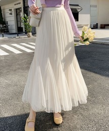 裾サーキュラーフリルプリーツスカート