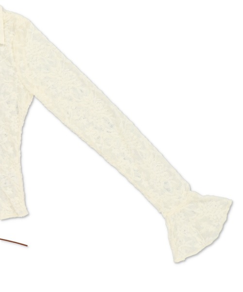 SPINNS（スピンズ）の「長袖スキッパ―シャツ/レース（シャツ/ブラウス・レディース・アイボリー/ブラック/ピンク系その他・ONESIZE）」の7枚目の写真