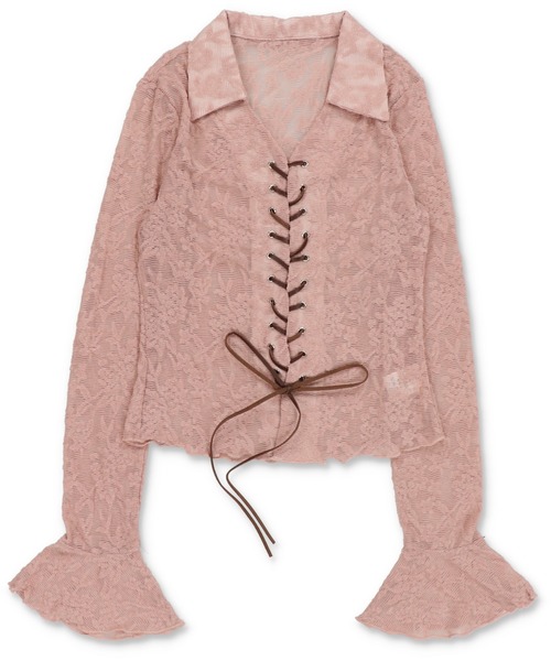 SPINNS（スピンズ）の「長袖スキッパ―シャツ/レース（シャツ/ブラウス・レディース・アイボリー/ブラック/ピンク系その他・ONESIZE）」の19枚目の写真