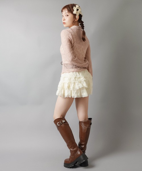 SPINNS（スピンズ）の「長袖スキッパ―シャツ/レース（シャツ/ブラウス・レディース・アイボリー/ブラック/ピンク系その他・ONESIZE）」の17枚目の写真