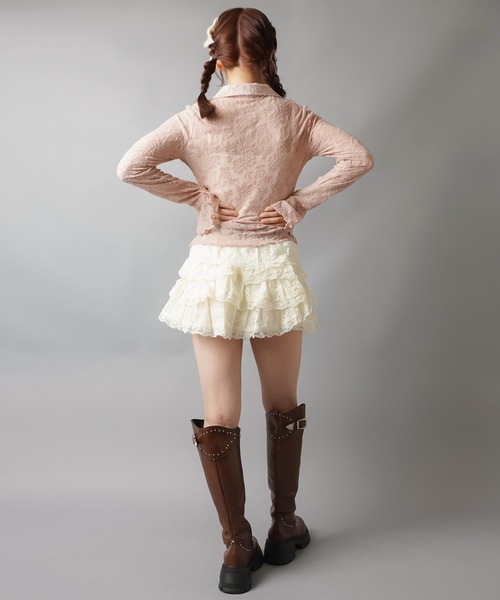 SPINNS（スピンズ）の「長袖スキッパ―シャツ/レース（シャツ/ブラウス・レディース・アイボリー/ブラック/ピンク系その他・ONESIZE）」の18枚目の写真