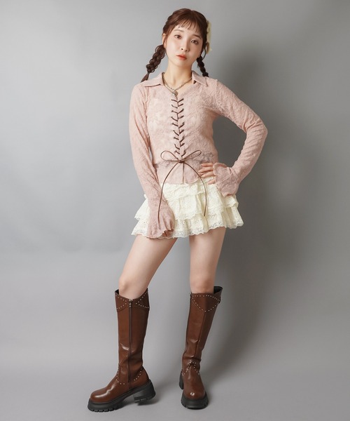 SPINNS（スピンズ）の「長袖スキッパ―シャツ/レース（シャツ/ブラウス・レディース・アイボリー/ブラック/ピンク系その他・ONESIZE）」の20枚目の写真