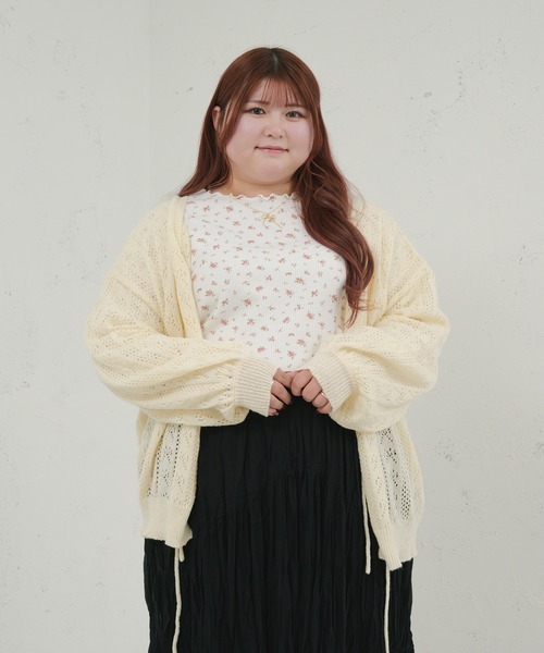 Louiosy（ルオシー）の「【大きいサイズ】 ワッフル花柄プリントトップス（Tシャツ/カットソー・レディース・杢グレー/レッド系その他・3L/X-LARGE/4L）」の6枚目の写真