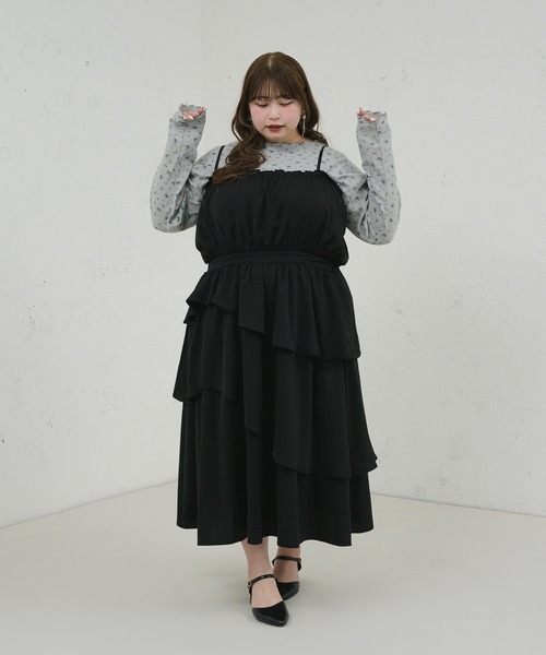 Louiosy（ルオシー）の「【大きいサイズ】 ワッフル花柄プリントトップス（Tシャツ/カットソー・レディース・杢グレー/レッド系その他・3L/X-LARGE/4L）」の12枚目の写真