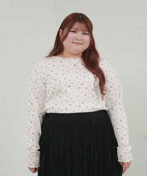 Louiosy（ルオシー）の「【大きいサイズ】 ワッフル花柄プリントトップス（Tシャツ/カットソー・レディース・杢グレー/レッド系その他・3L/X-LARGE/4L）」の16枚目の写真