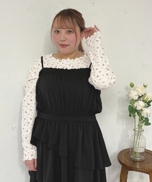 Louiosy（ルオシー）の「【大きいサイズ】 ワッフル花柄プリントトップス（Tシャツ/カットソー・レディース・杢グレー/レッド系その他・3L/X-LARGE/4L）」の8枚目の写真