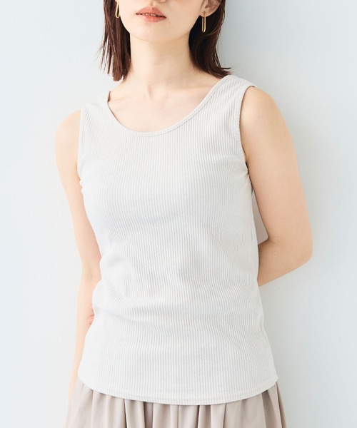 CROSS FUNCTION(クロスファンクション)の「《UVカット》前後2wayテレコタンクトップ【CF/クロスファンクション】(タンクトップ・レディース・ライトグレー/オフホワイト/ブラック・M/L/LL)」の6枚目の写真