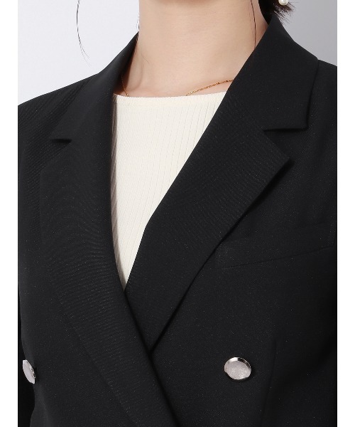 SUIT SQUARE（スーツスクエア）の「ダブルブレストジャケット ウォッシャブル 2WAYストレッチ ドライトロピカル 無地（スーツジャケット・レディース・ブラック系/グレー系・36(7号)/38(9号)/40(11号)/42(13号)）」の9枚目の写真