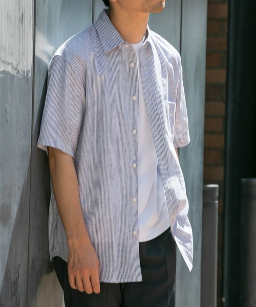 URBAN RESEARCH ROSSO MEN（アーバンリサーチロッソメン）の「『XLサイズあり』リラックスコットンリネンレギュラーカラー半袖シャツ（シャツ/ブラウス・メンズ・ネイビー/ベージュ/ブルー系その他/ホワイト/ベージュ系その他/ブルー・X-LARGE/SMALL/MEDIUM/LARGE）」の6枚目の写真