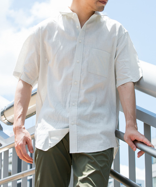 URBAN RESEARCH ROSSO MEN（アーバンリサーチロッソメン）の「『XLサイズあり』リラックスコットンリネンレギュラーカラー半袖シャツ（シャツ/ブラウス・メンズ・ネイビー/ベージュ/ブルー系その他/ホワイト/ベージュ系その他/ブルー・X-LARGE/SMALL/MEDIUM/LARGE）」の17枚目の写真