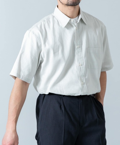URBAN RESEARCH ROSSO MEN（アーバンリサーチロッソメン）の「『XLサイズあり』リラックスコットンリネンレギュラーカラー半袖シャツ（シャツ/ブラウス・メンズ・ネイビー/ベージュ/ブルー系その他/ホワイト/ベージュ系その他/ブルー・X-LARGE/SMALL/MEDIUM/LARGE）」の21枚目の写真
