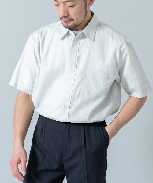 URBAN RESEARCH ROSSO MEN（アーバンリサーチロッソメン）の「『XLサイズあり』リラックスコットンリネンレギュラーカラー半袖シャツ（シャツ/ブラウス・メンズ・ネイビー/ベージュ/ブルー系その他/ホワイト/ベージュ系その他/ブルー・X-LARGE/SMALL/MEDIUM/LARGE）」の22枚目の写真
