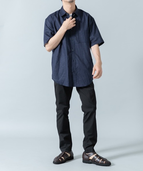 URBAN RESEARCH ROSSO MEN（アーバンリサーチロッソメン）の「『XLサイズあり』リラックスコットンリネンレギュラーカラー半袖シャツ（シャツ/ブラウス・メンズ・ネイビー/ベージュ/ブルー系その他/ホワイト/ベージュ系その他/ブルー・X-LARGE/SMALL/MEDIUM/LARGE）」の8枚目の写真