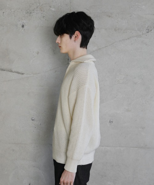 ASTRONOMY（アストロノミー）の「畦編みハーフZIPニット（ニット/セーター・メンズ・ブラック/グレー/ベージュ・M/L/XL）」の21枚目の写真