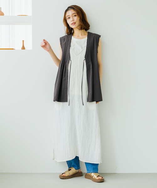 新品・タグ付き　スタディオクリップ フロントリボンフレアベスト　スモーク studio CLIP｜フロントリボンフレアベスト | Rakuten Fashion