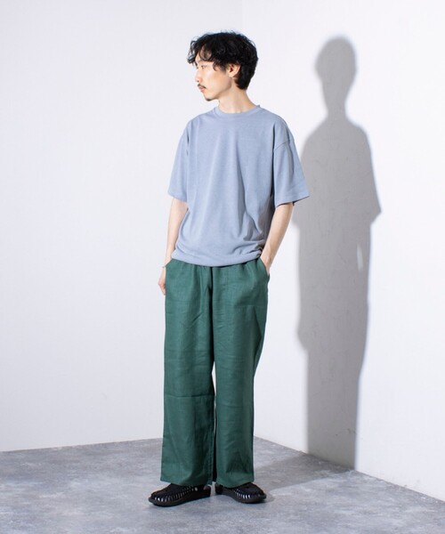 GLOSTER（グロスター）の「【GLOSTER/グロスター】裾ドロスト 機能素材Tシャツ 無地T ショートスリーブ（Tシャツ/カットソー・メンズ・オフホワイト/チャコールグレー/グレー/サックスブルー/グレイッシュベージュ/ネイビー・M/L/XL）」の14枚目の写真