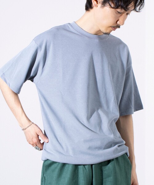 GLOSTER（グロスター）の「【GLOSTER/グロスター】裾ドロスト 機能素材Tシャツ 無地T ショートスリーブ（Tシャツ/カットソー・メンズ・オフホワイト/チャコールグレー/グレー/サックスブルー/グレイッシュベージュ/ネイビー・M/L/XL）」の15枚目の写真