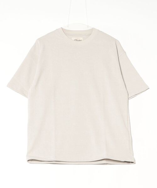 GLOSTER（グロスター）の「【GLOSTER/グロスター】裾ドロスト 機能素材Tシャツ 無地T ショートスリーブ（Tシャツ/カットソー・メンズ・オフホワイト/チャコールグレー/グレー/サックスブルー/グレイッシュベージュ/ネイビー・M/L/XL）」の9枚目の写真