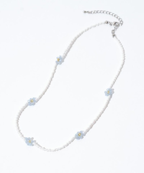 flower（フラワー）の「フラワービーズネックレス（ネックレス・レディース・ブルー/ピンク・FREE）」の10枚目の写真