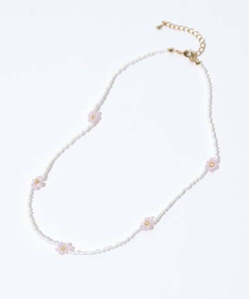 flower（フラワー）の「フラワービーズネックレス（ネックレス・レディース・ブルー/ピンク・FREE）」の4枚目の写真