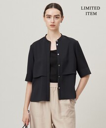 【WEB限定・接触冷感・UVケア・吸水速乾・防シワ・洗える】 ドレープツイル クロップドシャツ
