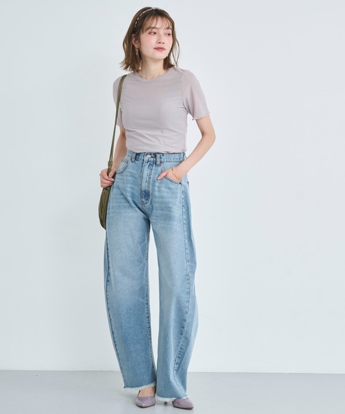 セール】【2色展開】カーブデニムパンツ（デニムパンツ