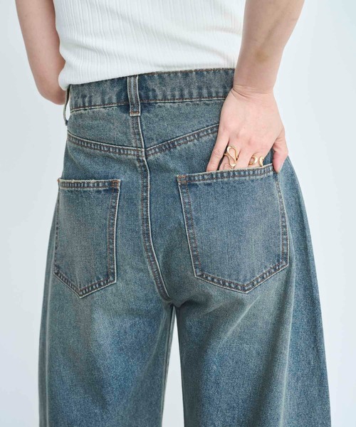 セール】【2色展開】カーブデニムパンツ（デニムパンツ