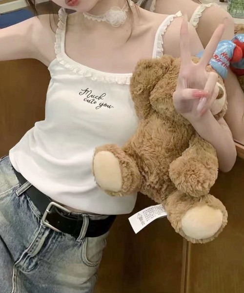 MASHIRO(マシロ)の「【MASHIRO】フロントロゴ フリルレースキャミトップ/ブラトップ(MA/EK106)(キャミソール・レディース・ブルー/ブラック/イエロー/ピンク/ホワイト・FREE)」の16枚目の写真