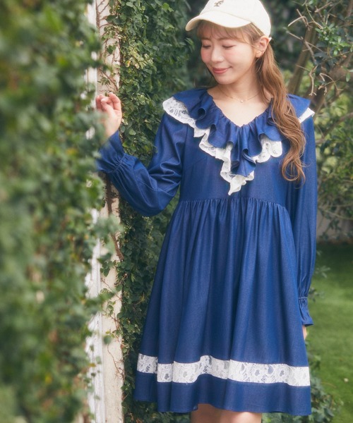 ✨お値下げ✨CAST: ラッセルレースリブボーダーワンピース