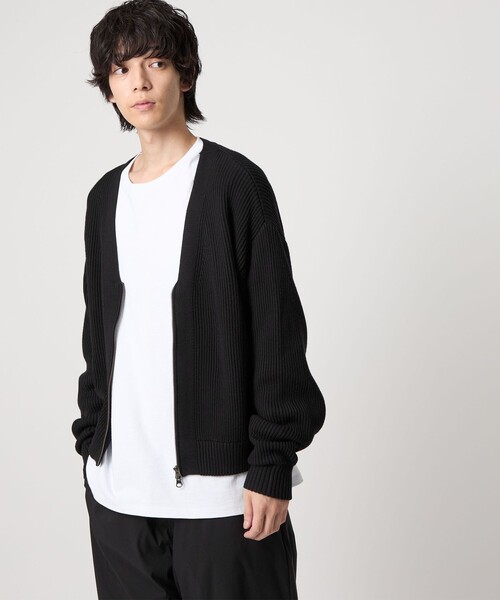 CITEN(シテン)の「<CITEN>リブニットZIPカーディガン(カーディガン/ボレロ・メンズ・ナチュラル/ブラック・M/L)」の3枚目の写真