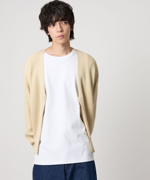CITEN(シテン)の「<CITEN>リブニットZIPカーディガン(カーディガン/ボレロ・メンズ・ナチュラル/ブラック・M/L)」の5枚目の写真