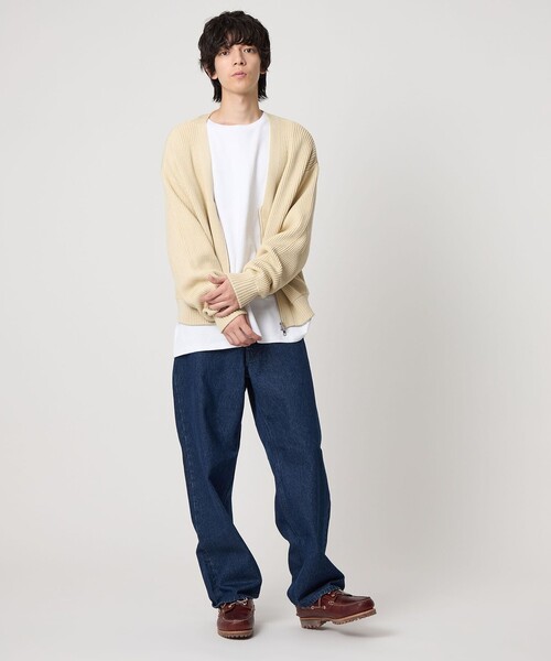 CITEN(シテン)の「<CITEN>リブニットZIPカーディガン(カーディガン/ボレロ・メンズ・ナチュラル/ブラック・M/L)」の6枚目の写真