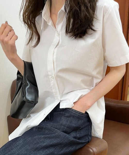 HALEY PESCA（ヘーリーペスカ）の「HALEY PESCA/【パステルカラー】　ベーシック半袖シャツ（シャツ/ブラウス・レディース・ホワイト/ブルー/グリーン・SMALL/MEDIUM/LARGE）」の2枚目の写真