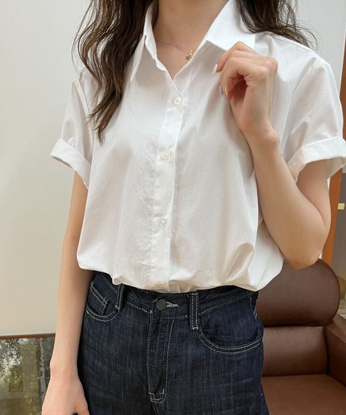 HALEY PESCA（ヘーリーペスカ）の「HALEY PESCA/【パステルカラー】　ベーシック半袖シャツ（シャツ/ブラウス・レディース・ホワイト/ブルー/グリーン・SMALL/MEDIUM/LARGE）」の7枚目の写真