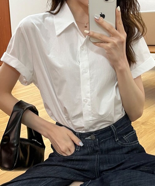 HALEY PESCA（ヘーリーペスカ）の「HALEY PESCA/【パステルカラー】　ベーシック半袖シャツ（シャツ/ブラウス・レディース・ホワイト/ブルー/グリーン・SMALL/MEDIUM/LARGE）」の5枚目の写真