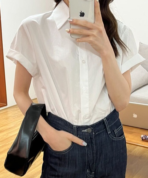 HALEY PESCA（ヘーリーペスカ）の「HALEY PESCA/【パステルカラー】　ベーシック半袖シャツ（シャツ/ブラウス・レディース・ホワイト/ブルー/グリーン・SMALL/MEDIUM/LARGE）」の6枚目の写真