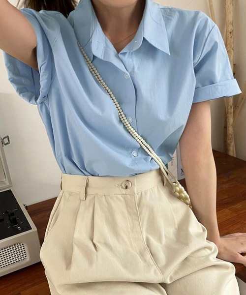 HALEY PESCA（ヘーリーペスカ）の「HALEY PESCA/【パステルカラー】　ベーシック半袖シャツ（シャツ/ブラウス・レディース・ホワイト/ブルー/グリーン・SMALL/MEDIUM/LARGE）」の12枚目の写真